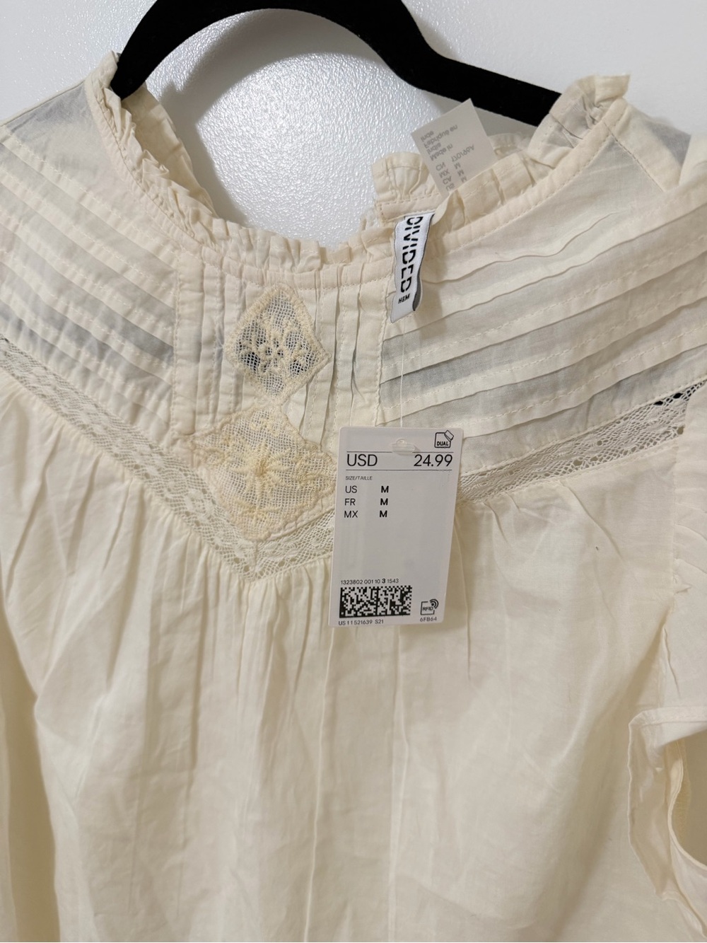 H&M Cream Ruffle Yoke Blouse - Picture 2 of 2
